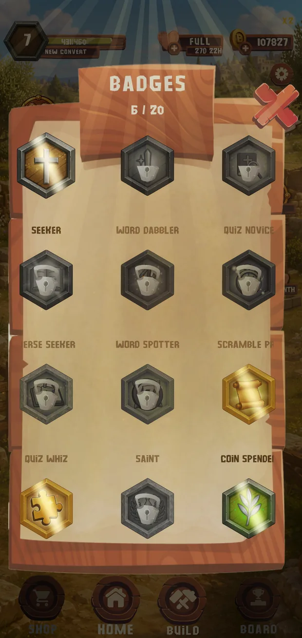 Scripture badges showcase