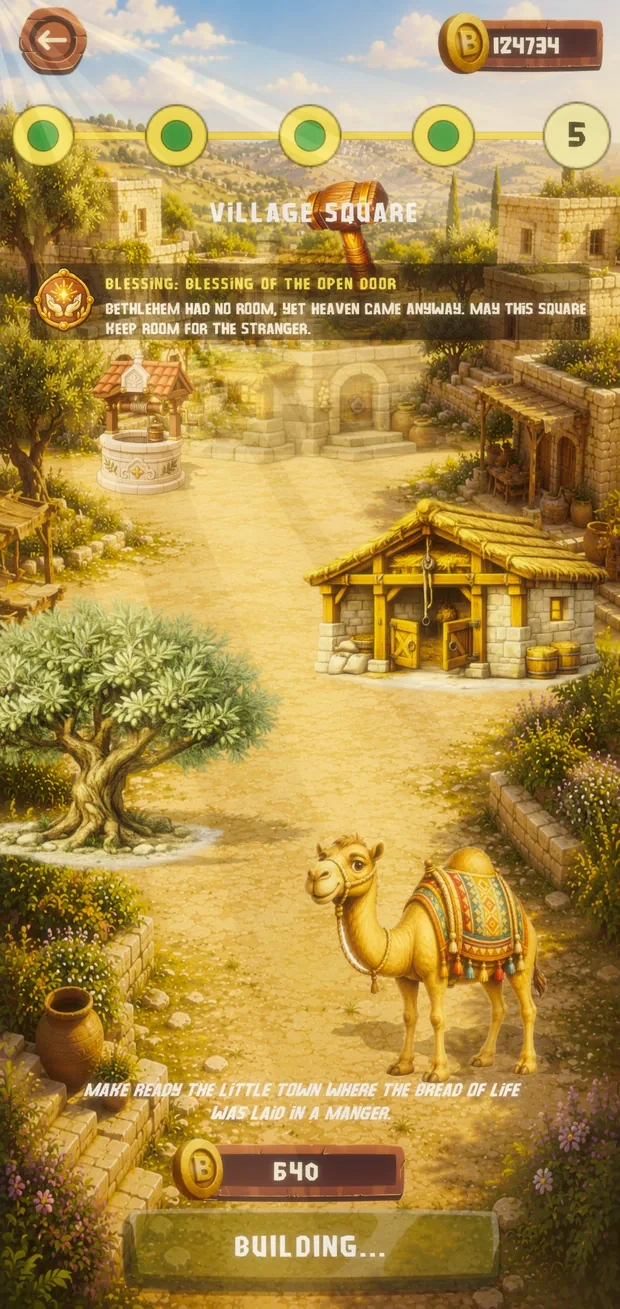 Cana courtyard with stone well raised